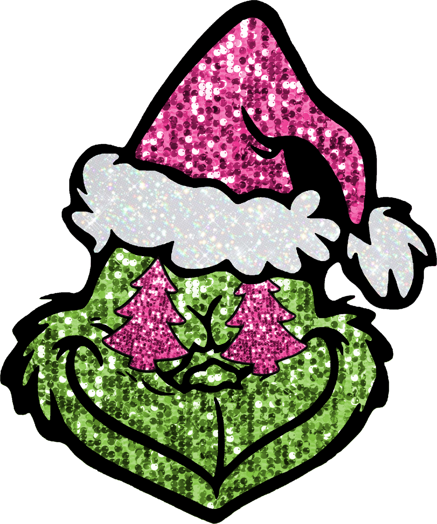 CH56 SPARKLY GRINCH FACE WITH TREES