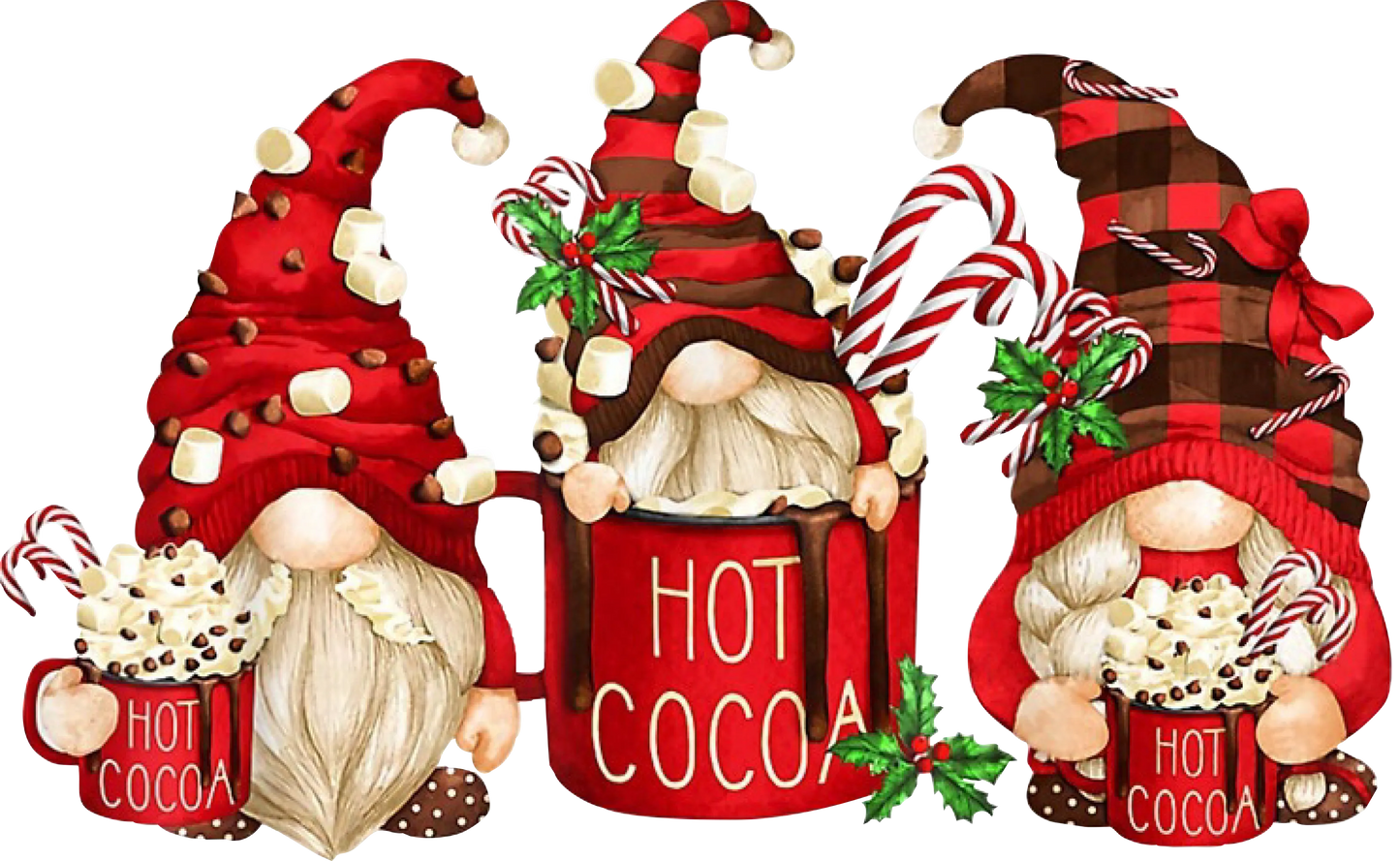 W22-11 -3 Gnomes Hot Cocoa, DTF Transfer, Apparel & Accessories, Ace DTF