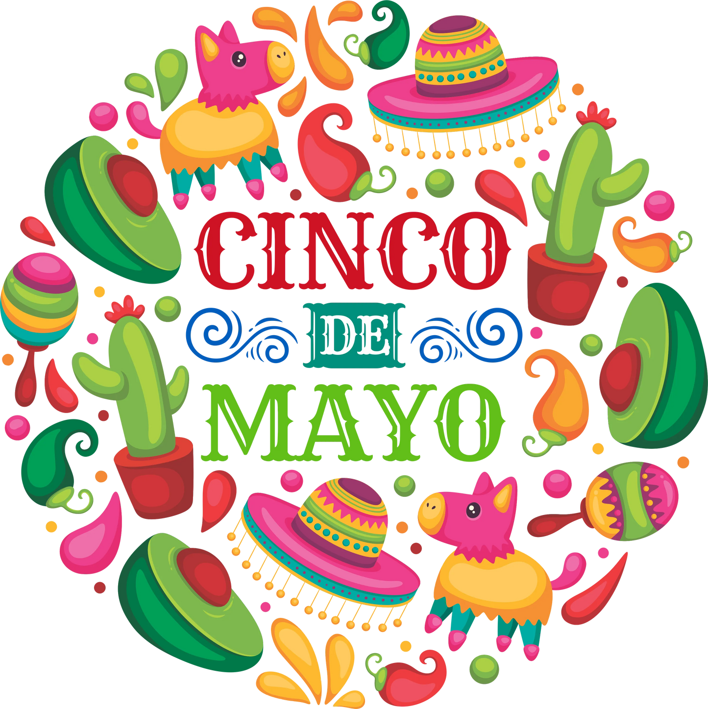 CDM14 - "Cinco de Mayo Circle" DTF Transfer, DTF Transfer, Apparel & Accessories, Ace DTF