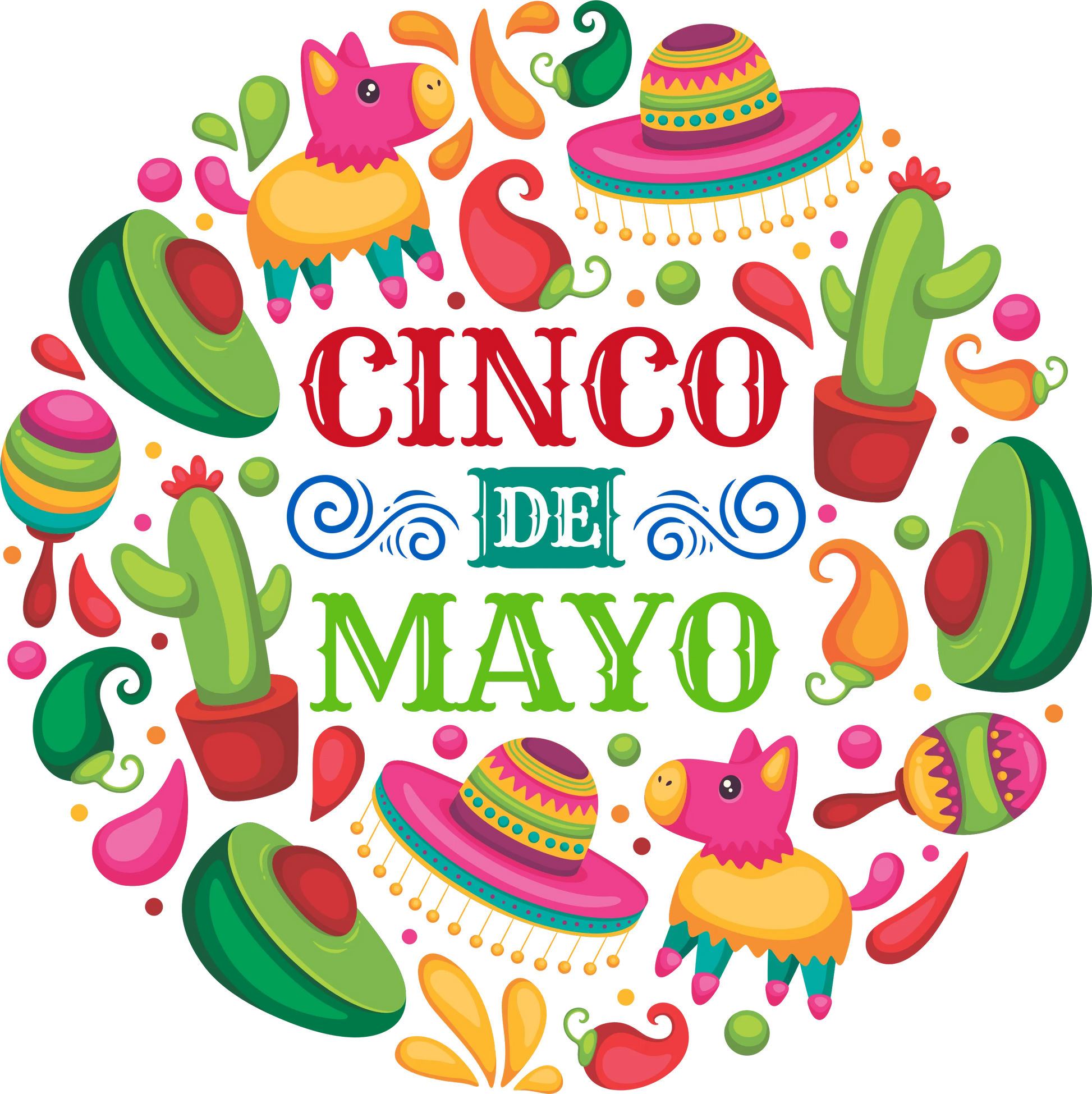 CDM14 - "Cinco de Mayo Circle" DTF Transfer, DTF Transfer, Apparel & Accessories, Ace DTF