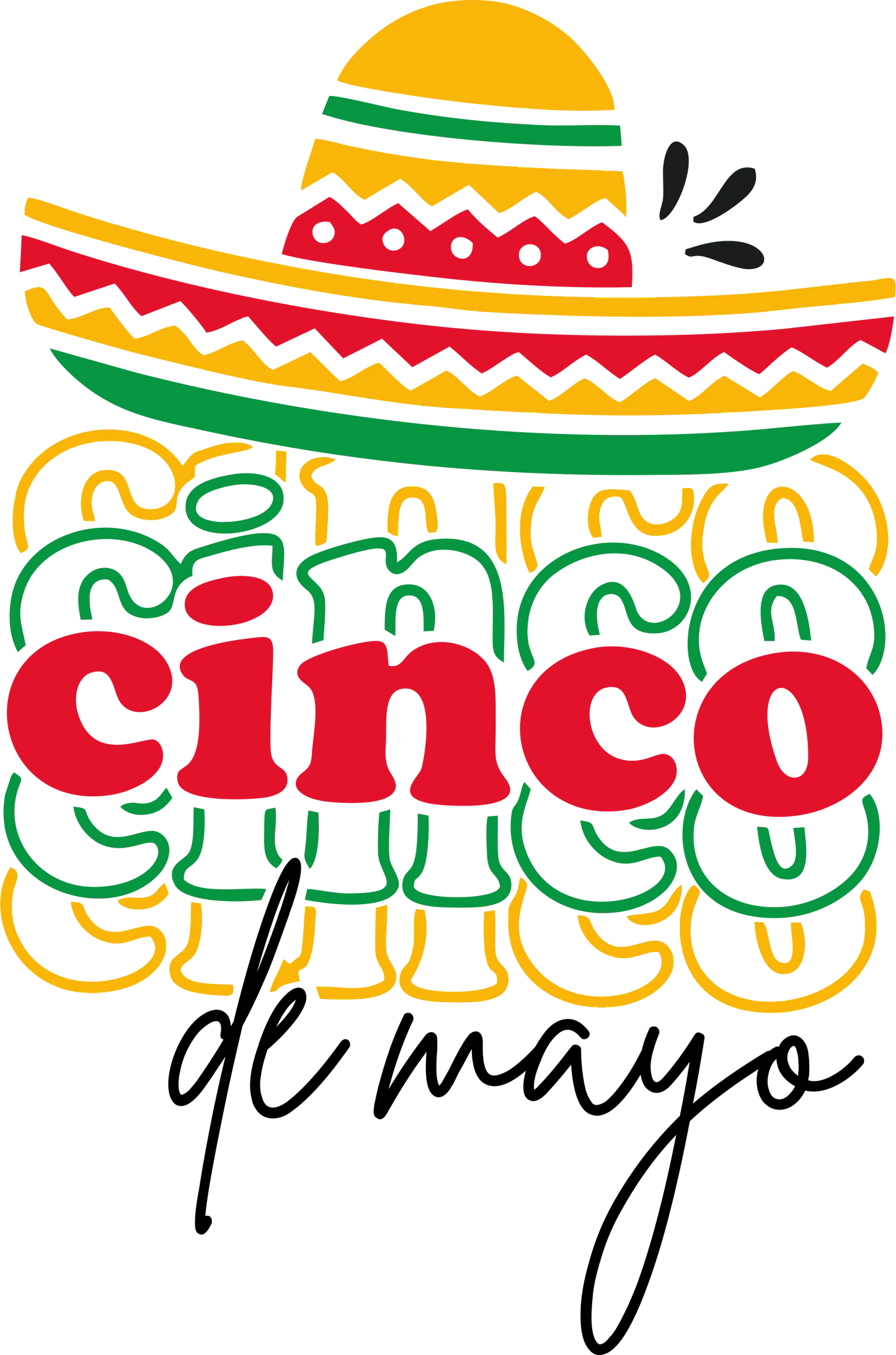 CDM1 - "Cinco de Mayo Stacked" DTF Transfer, DTF Transfer, Apparel & Accessories, Ace DTF