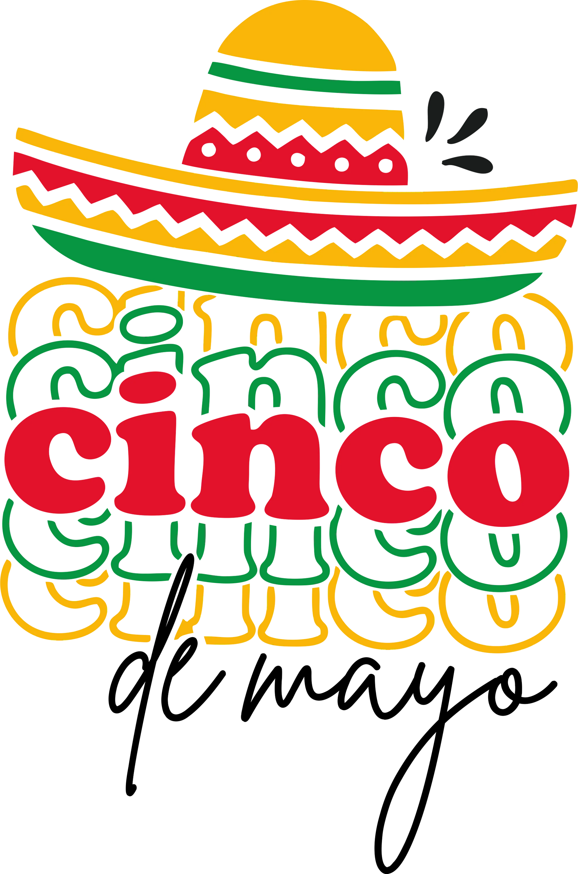 CDM1 - "Cinco de Mayo Stacked" DTF Transfer, DTF Transfer, Apparel & Accessories, Ace DTF