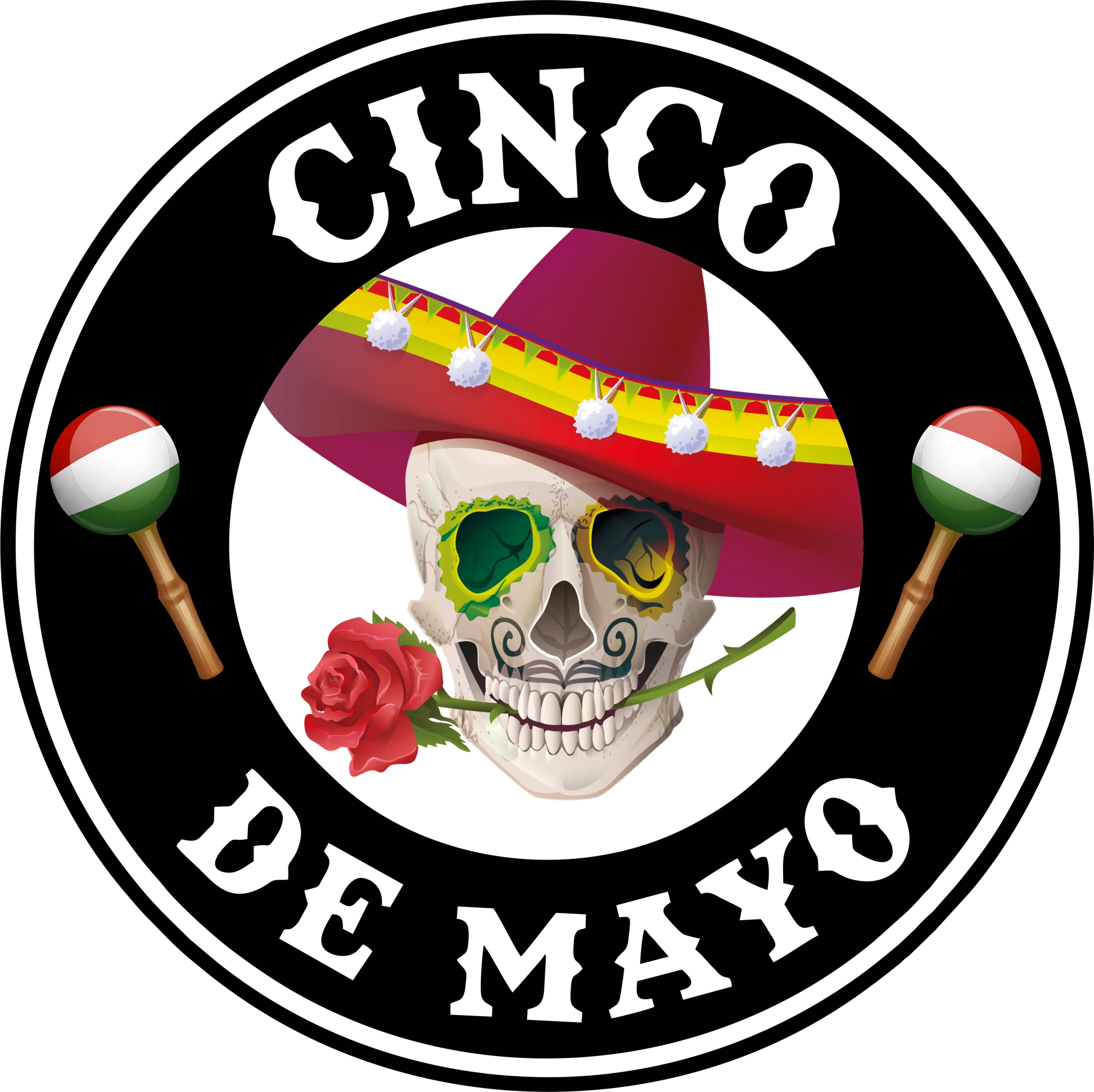 CDM6 - "Skull w/ Sombrero & Rose" DTF Transfer, DTF Transfer, Apparel & Accessories, Ace DTF