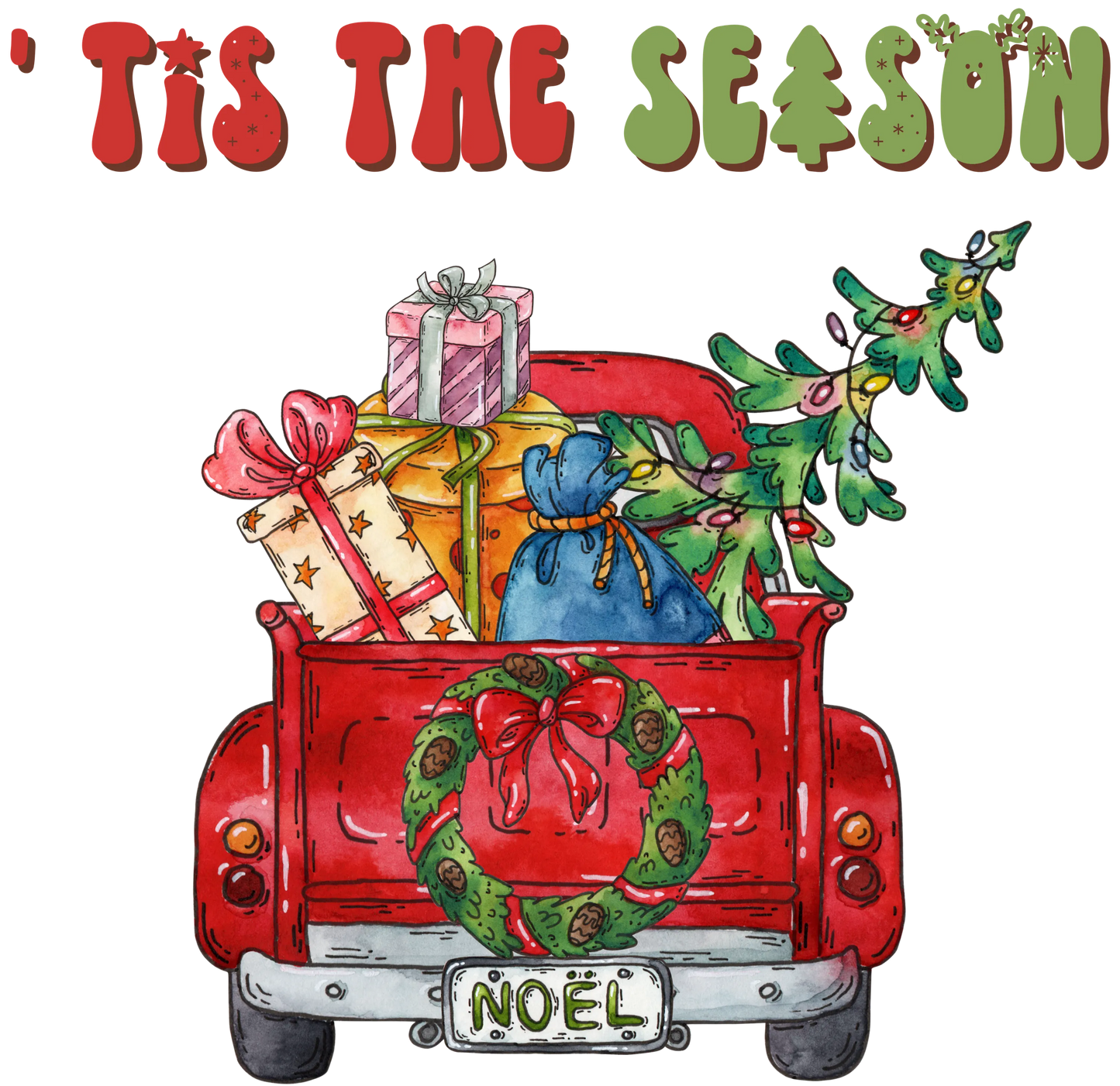 CH1 TIS THE SEASON TRUCK, DTF Transfer, Apparel & Accessories, Ace DTF