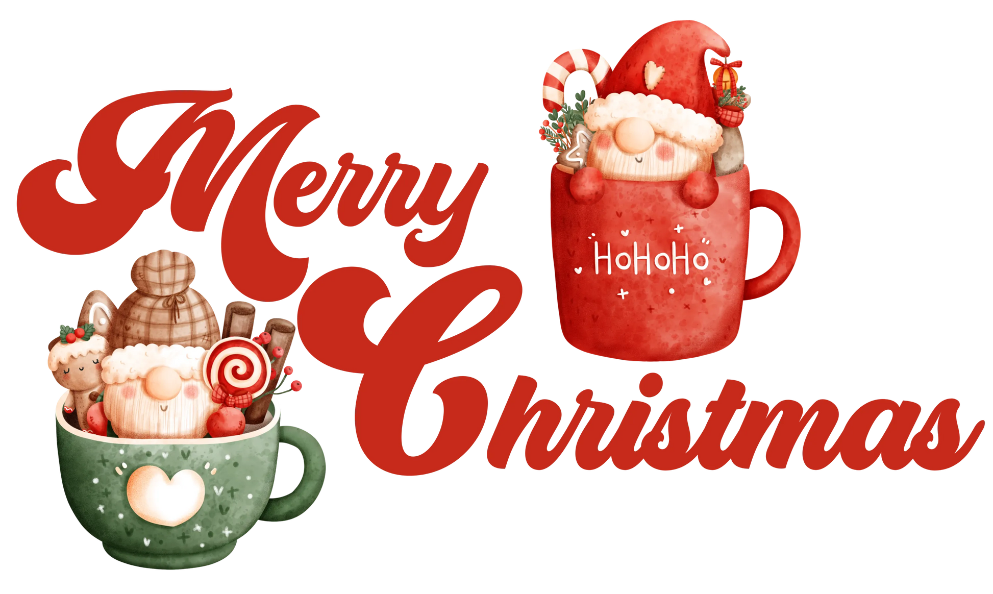 CH9 MERRY CHRISTMAS HOT COCOA GNOMES, DTF Transfer, Apparel & Accessories, Ace DTF