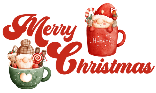 CH9 MERRY CHRISTMAS HOT COCOA GNOMES, DTF Transfer, Apparel & Accessories, Ace DTF