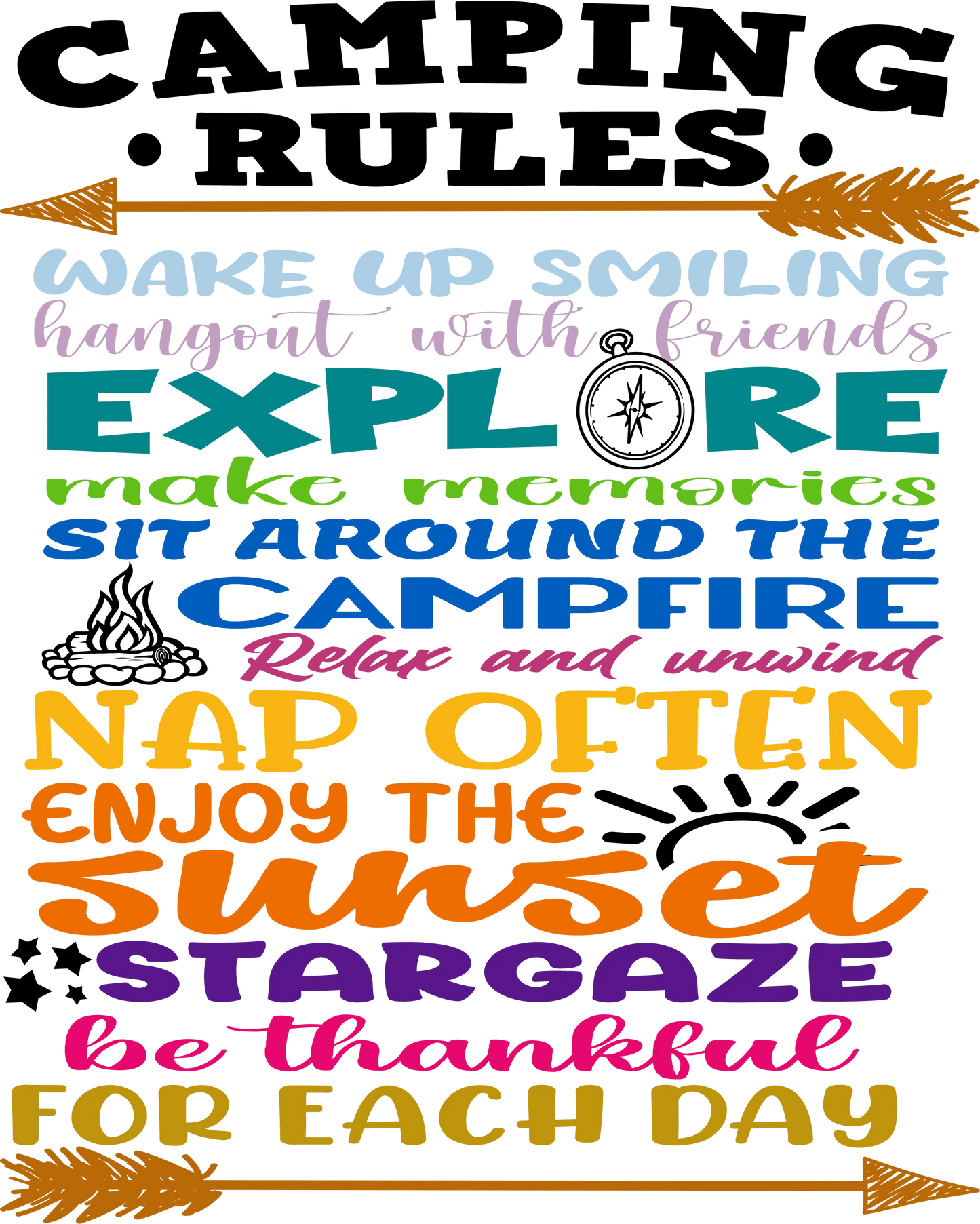 CO2 - Camping Rules, DTF Transfer, Apparel & Accessories, Ace DTF