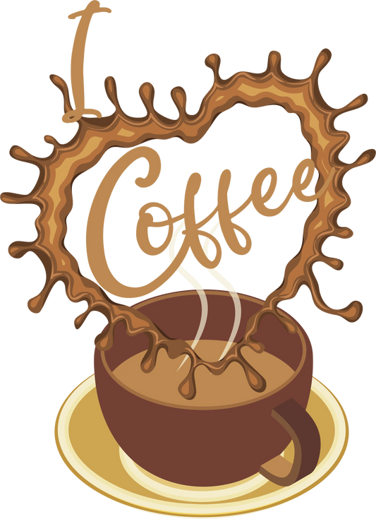 COF7 - I love coffee, DTF Transfer, Apparel & Accessories, Ace DTF