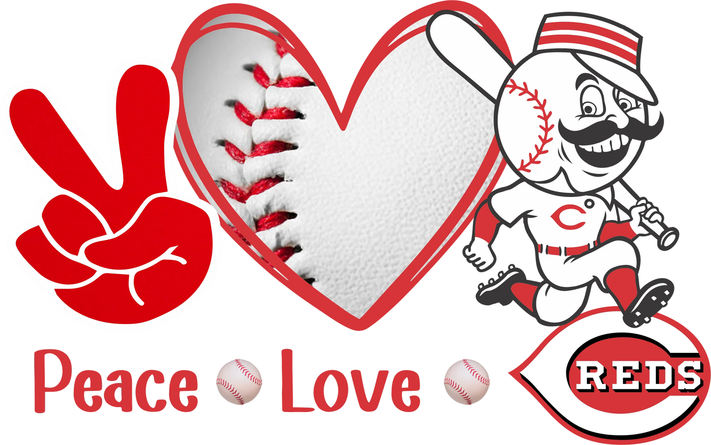 CR9 - Peace Love Reds, DTF Transfer, Apparel & Accessories, Ace DTF