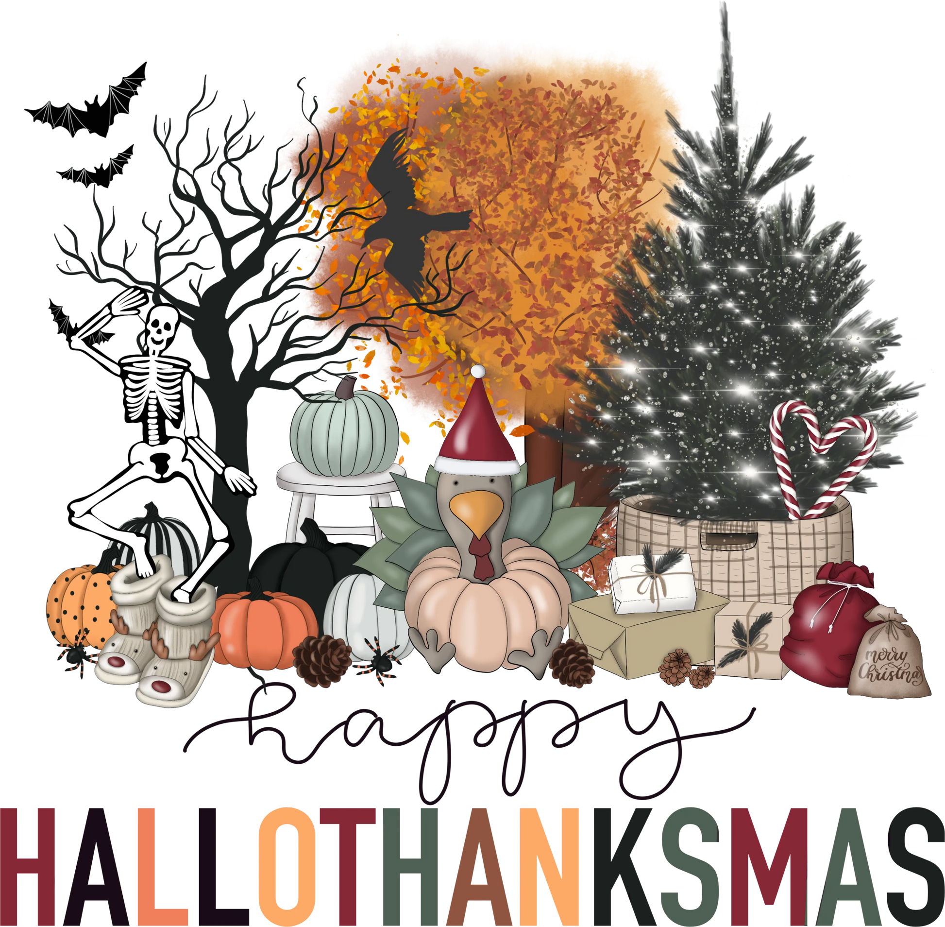 HTM2 - Vintage Hallowthanksmas, DTF Transfer, Apparel & Accessories, Ace DTF