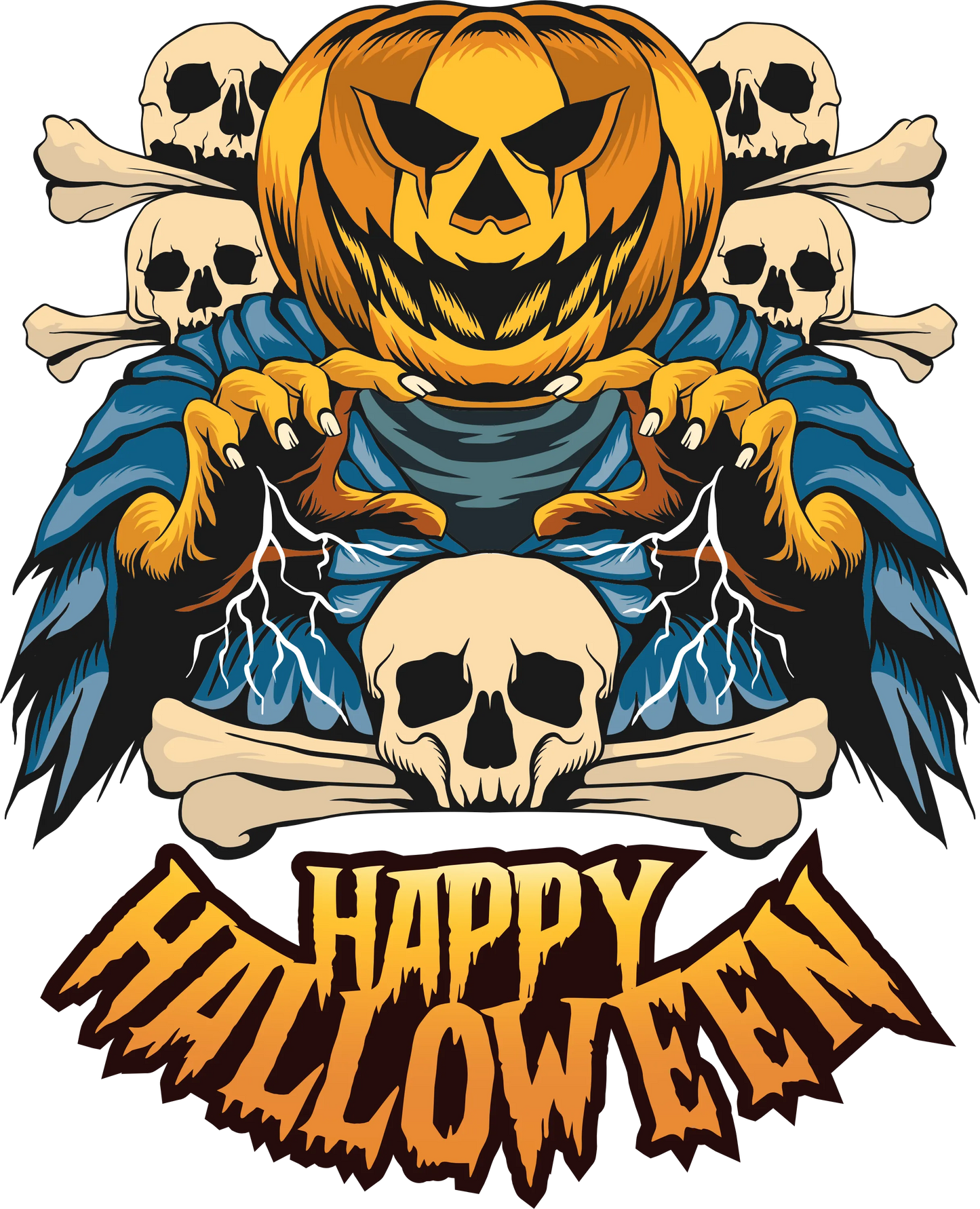 HW6 - Happy Halloween Pumpkin Monster, DTF Transfer, Apparel & Accessories, Ace DTF