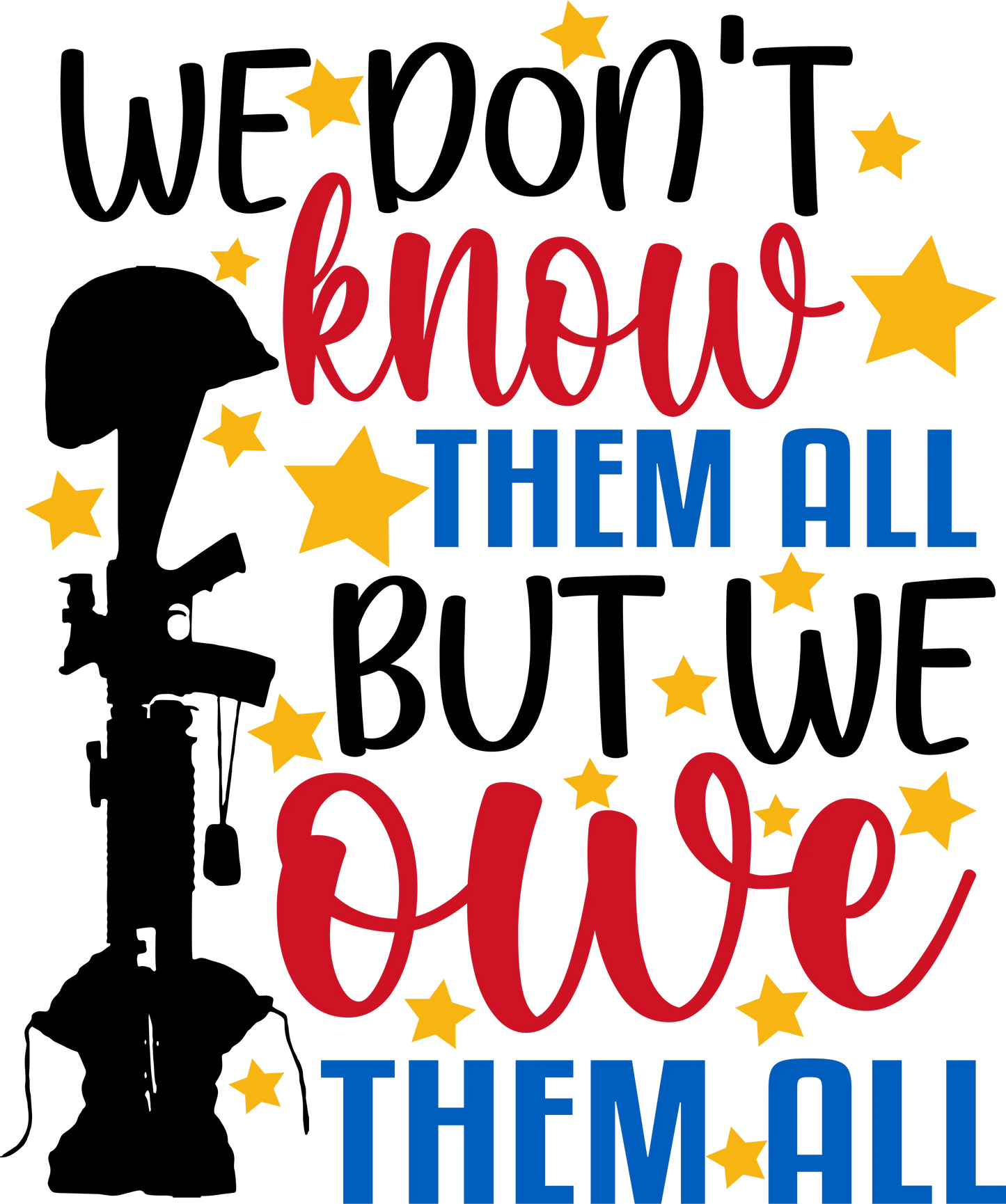 MD7 - We Don't Know Them All, But we Owe Them All, DTF Transfer, Apparel & Accessories, Ace DTF