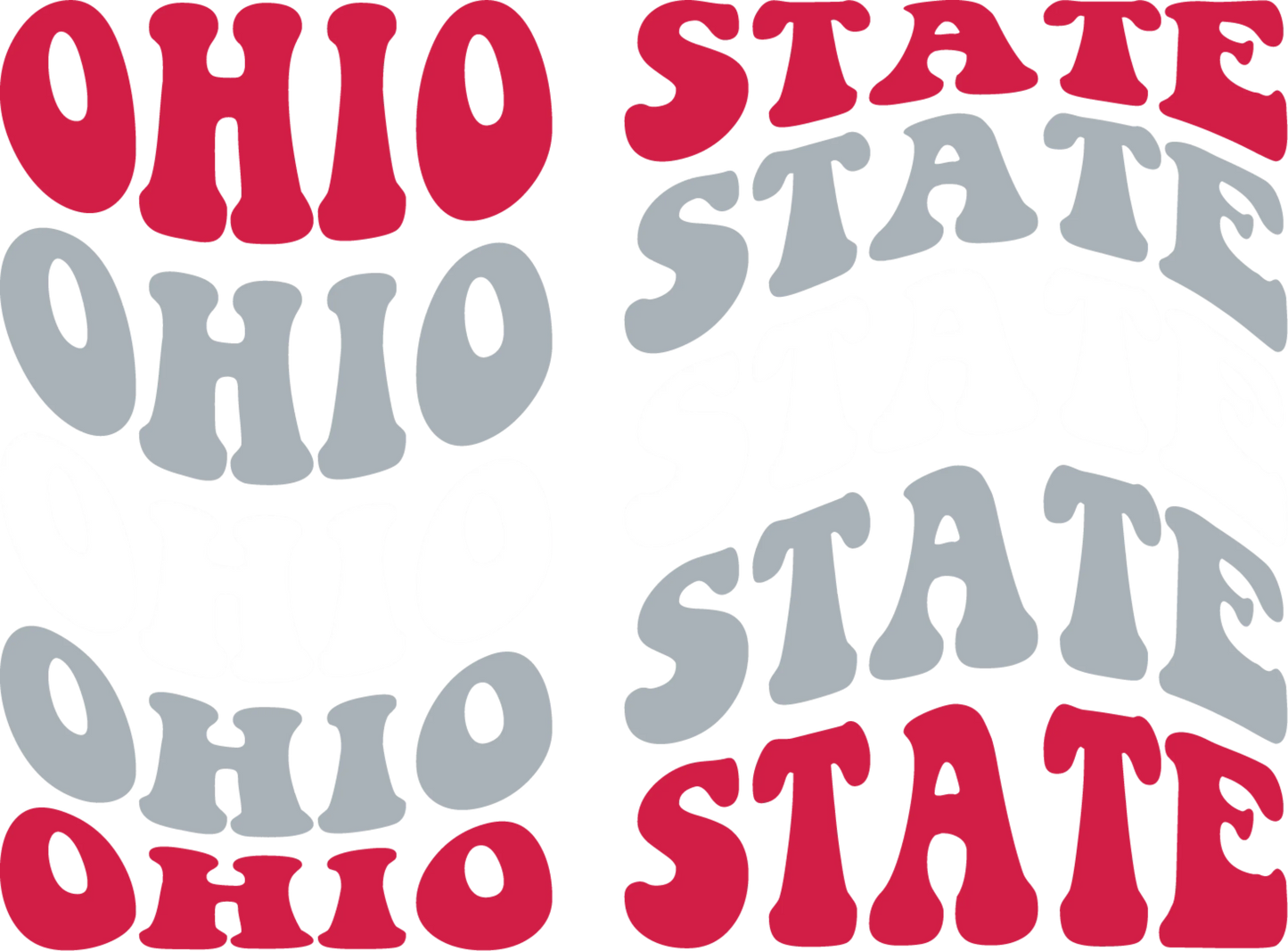 OSU9 - Ohio State Wavy Stacked, DTF Transfer, Apparel & Accessories, Ace DTF