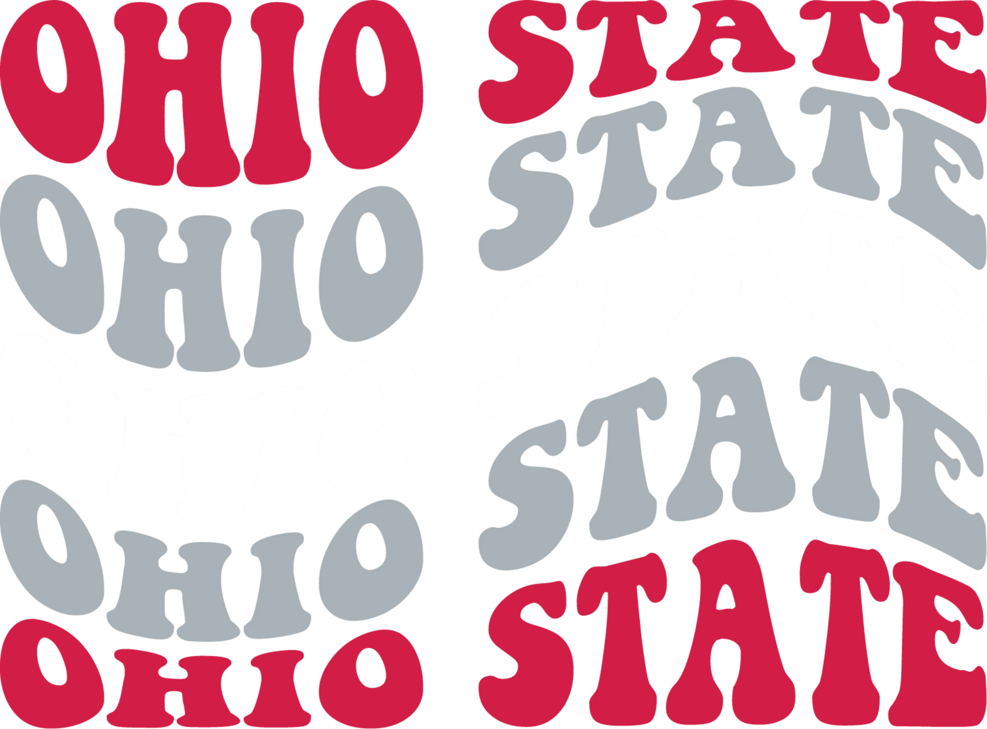 OSU9 - Ohio State Wavy Stacked, DTF Transfer, Apparel & Accessories, Ace DTF