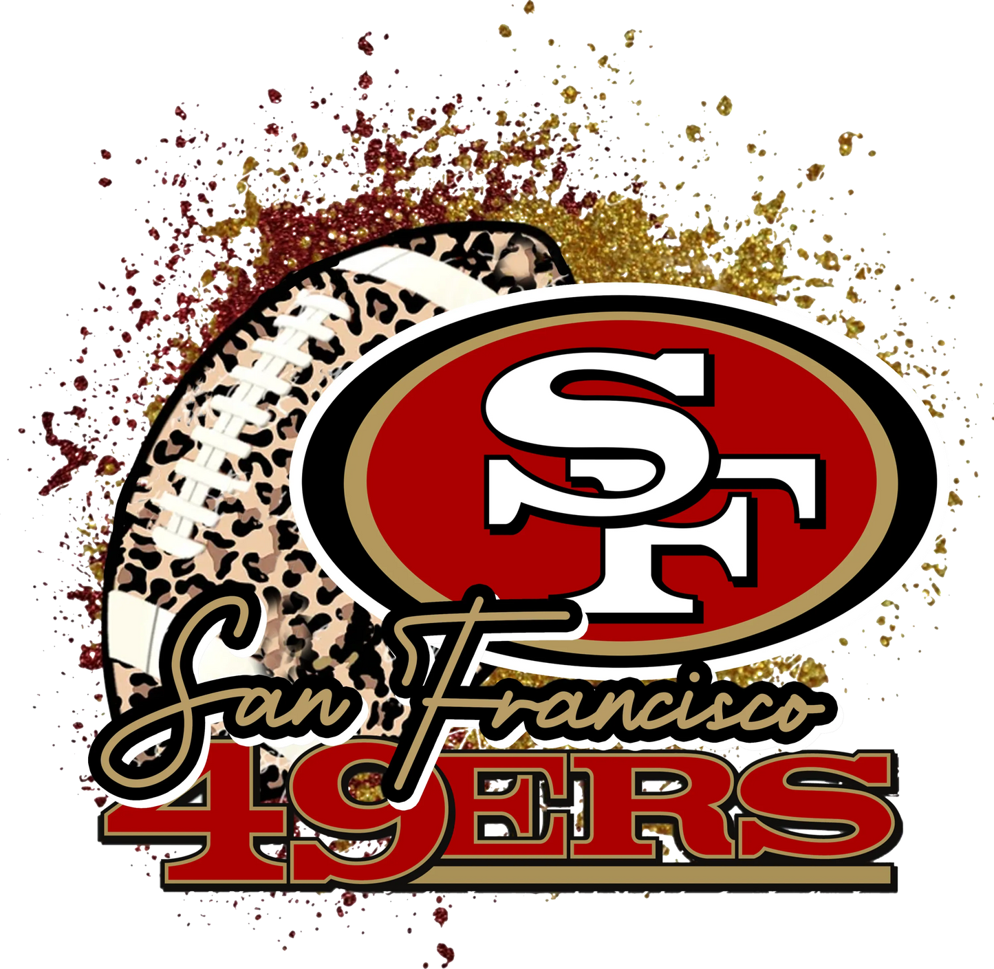 PO24-7 49ERS w/ Football, DTF Transfer, Apparel & Accessories, Ace DTF