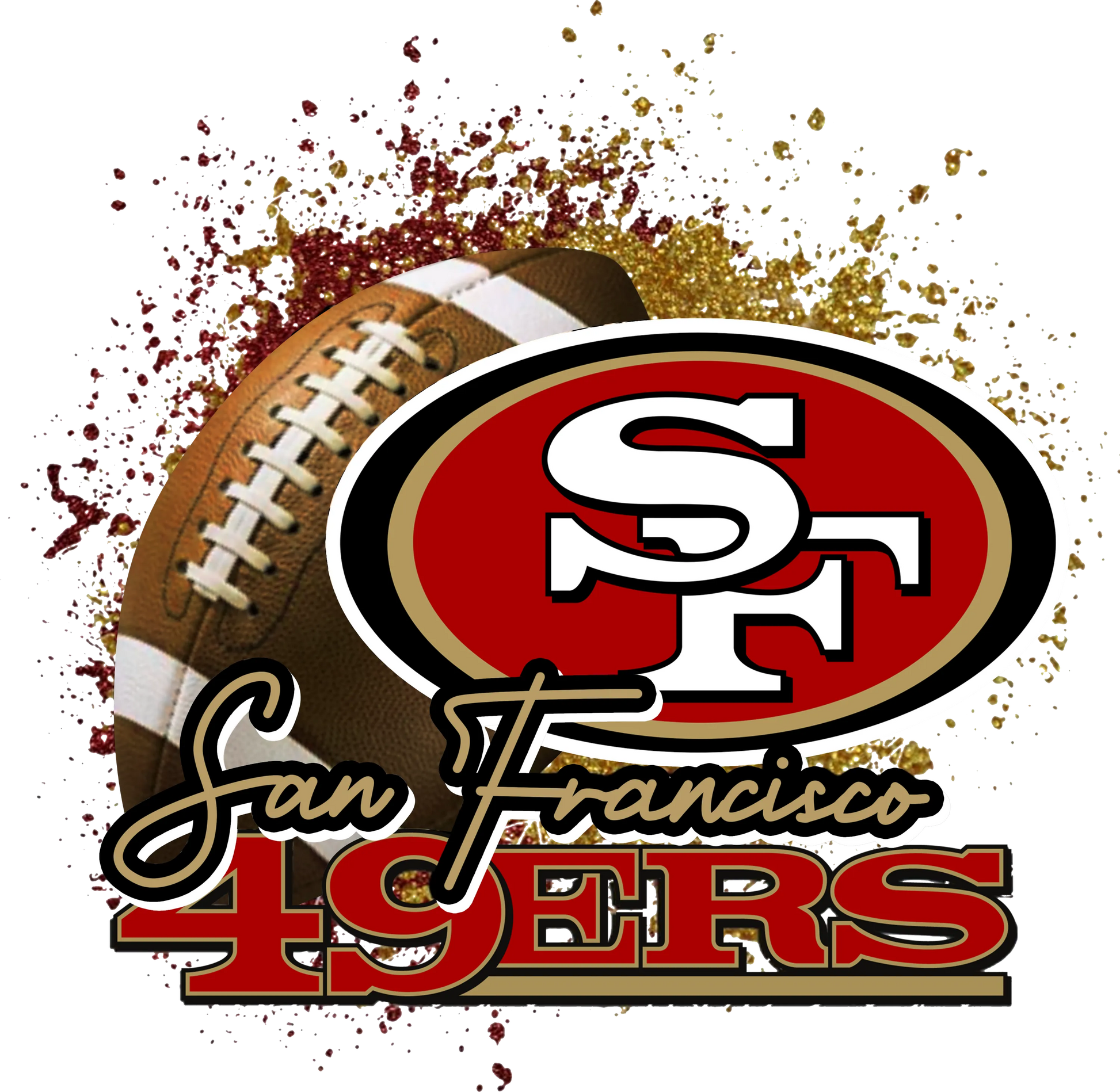 PO24-7  49ERS w/ Football, DTF Transfer, Apparel & Accessories, Ace DTF