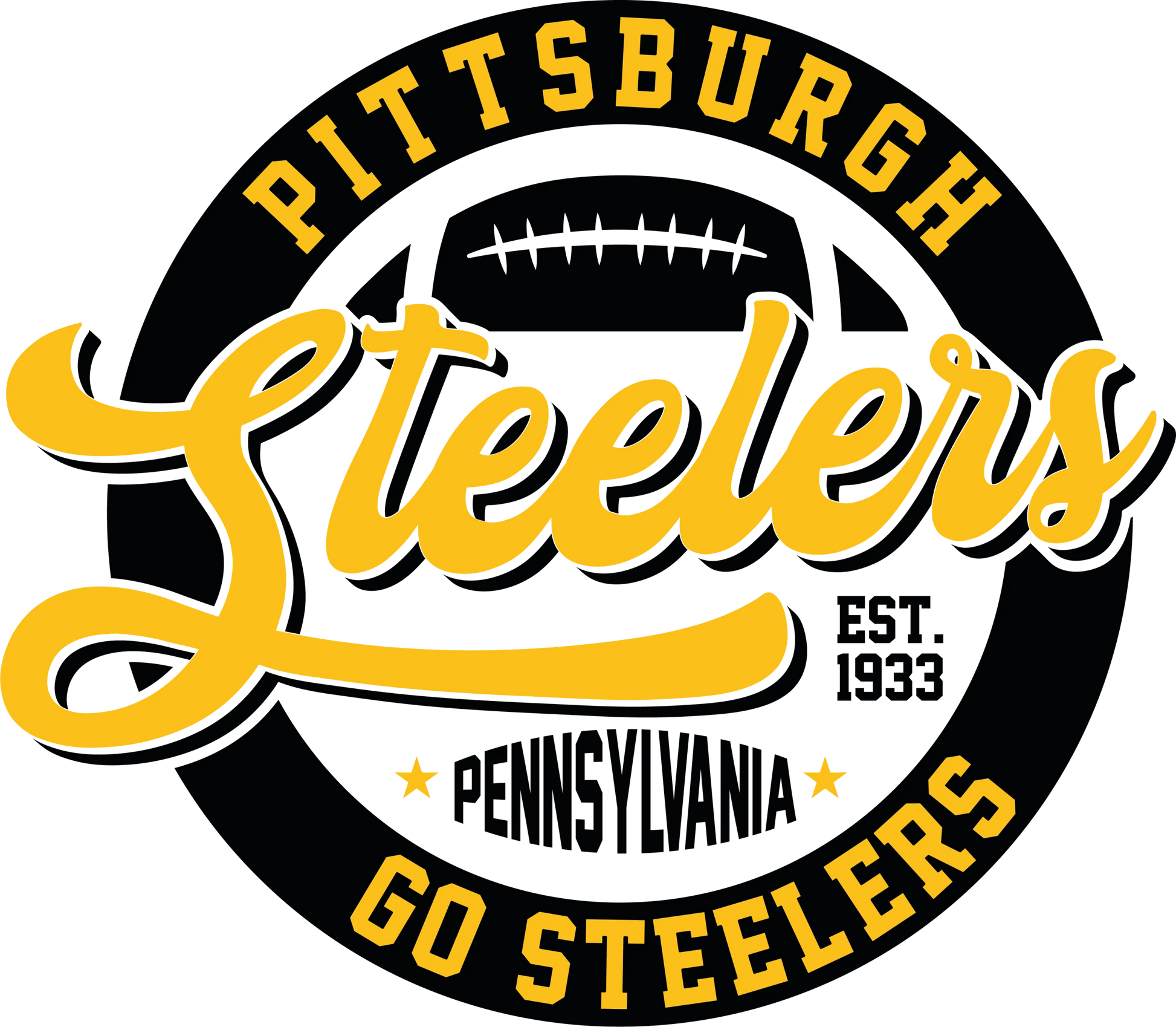PS3 - Pittsburgh Steelers Circle, DTF Transfer, Apparel & Accessories, Ace DTF