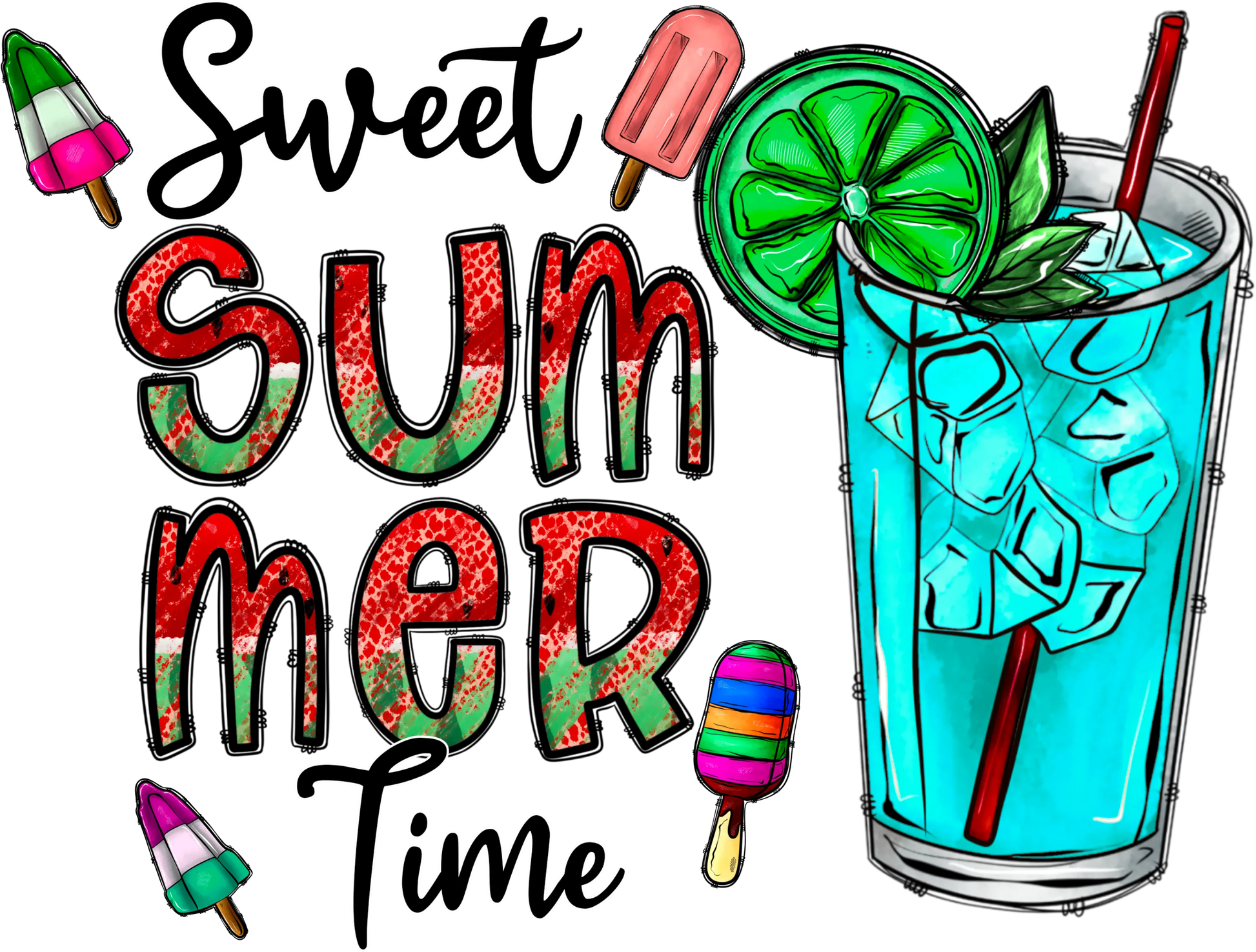 S7 - "Cool Sweet Summer Time" DTF Transfer, DTF Transfer, Apparel & Accessories, Ace DTF