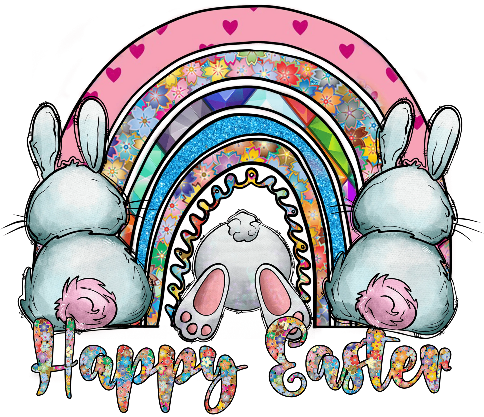 SEF 10  - "Bunnies Rainbow" DTF Transfer, DTF Transfer, Apparel & Accessories, Ace DTF