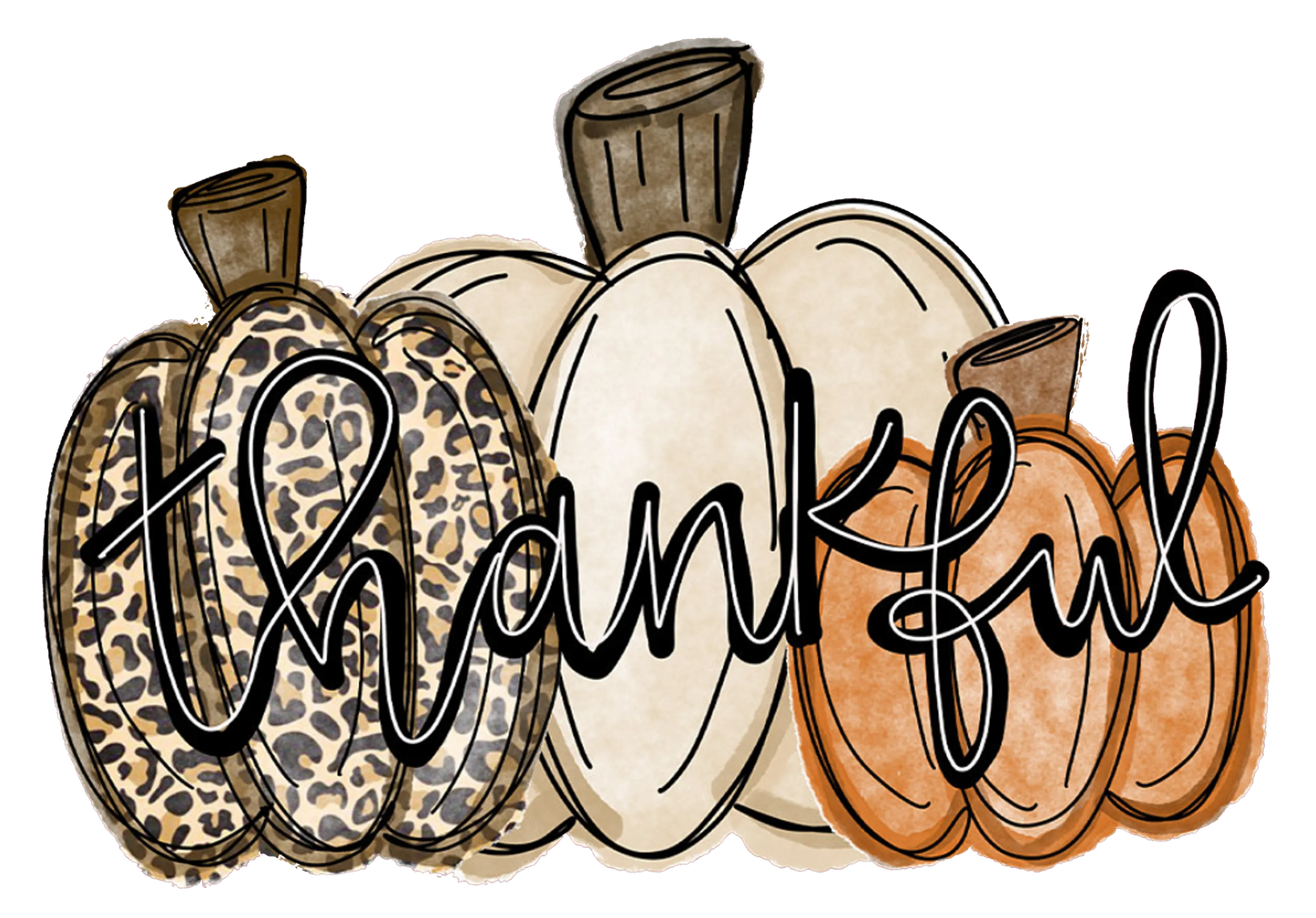 TA5 Thankful 3 Pumpkins, DTF Transfer, Apparel & Accessories, Ace DTF
