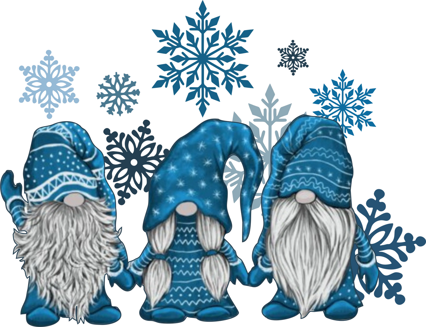 W22-8 -Blue Gnome Snowflakes, DTF Transfer, Apparel & Accessories, Ace DTF