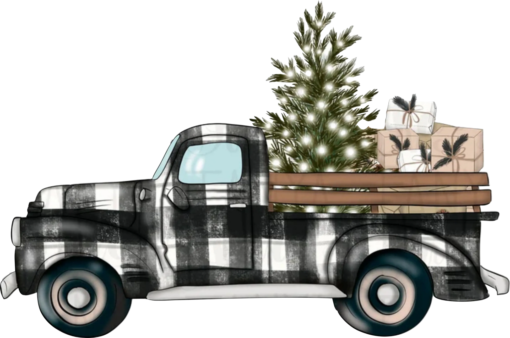 W22-15 -Buffalo Plaid Truck, DTF Transfer, Apparel & Accessories, Ace DTF