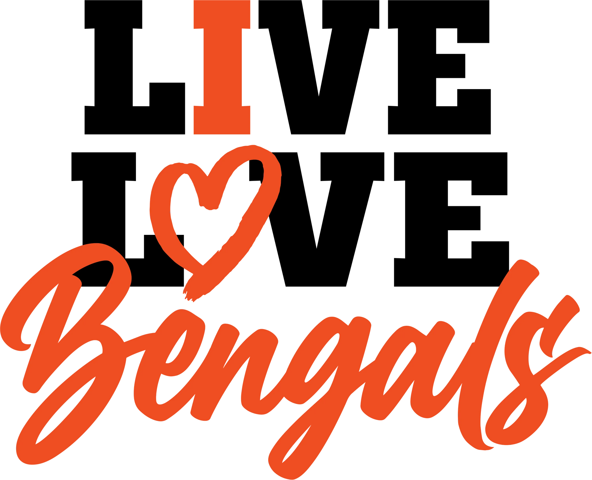 CB18 - "Live Love Bengals" DTF Transfer, DTF Transfer, Apparel & Accessories, Ace DTF