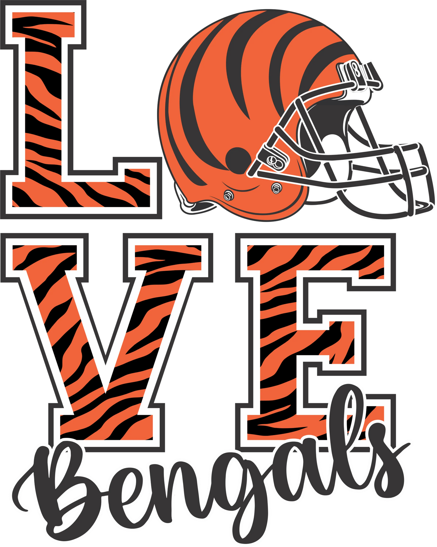 CB19 - "Love Bengals" DTF Transfer, DTF Transfer, Apparel & Accessories, Ace DTF