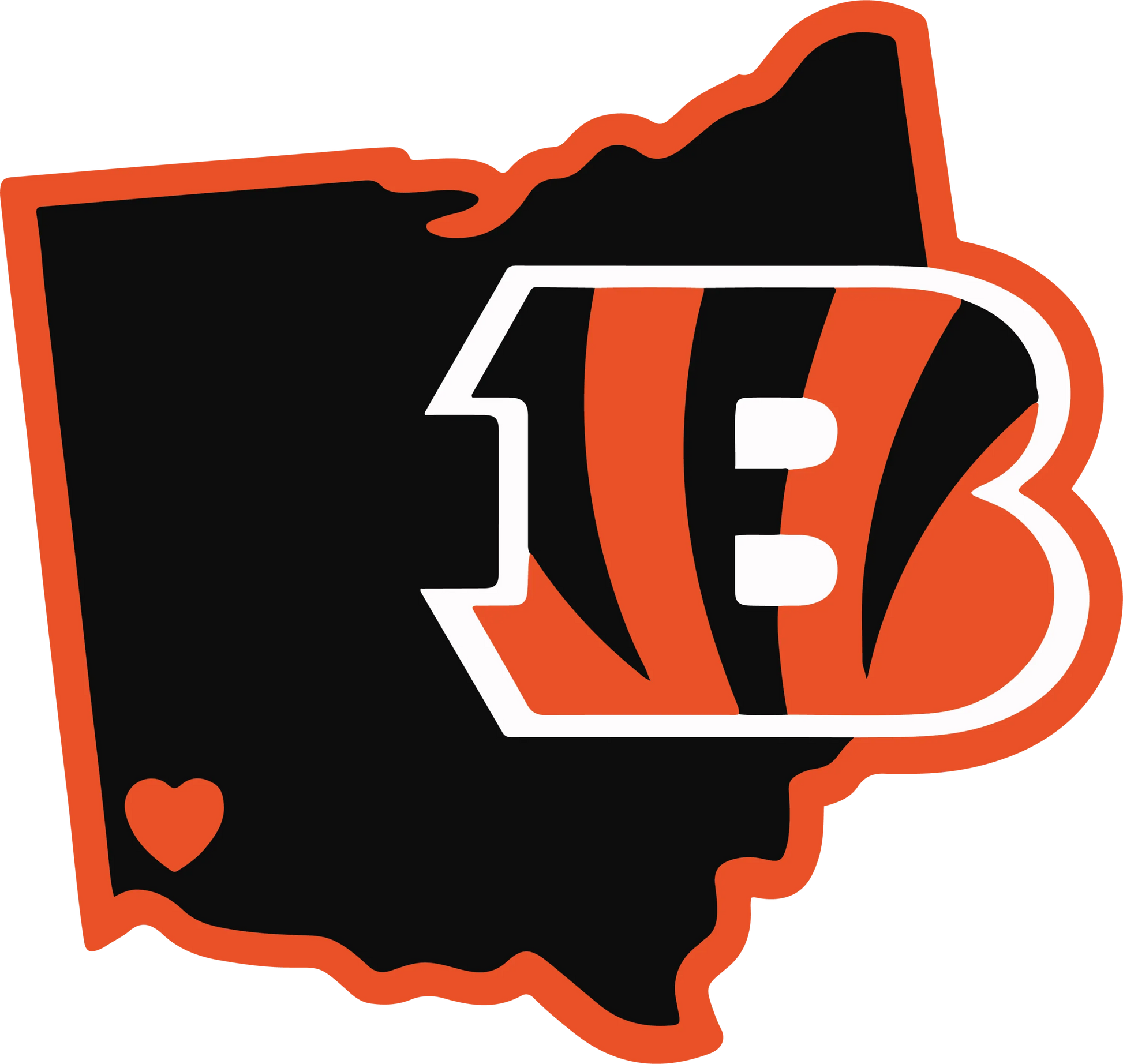 CB20 - "Ohio Bengals Heart in Cincy" DTF Transfer, DTF Transfer, Apparel & Accessories, Ace DTF