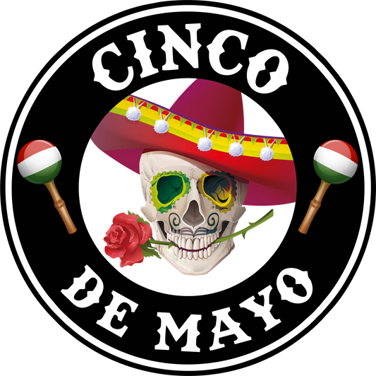 CDM6 - "Skull w/ Sombrero & Rose" DTF Transfer, DTF Transfer, Apparel & Accessories, Ace DTF