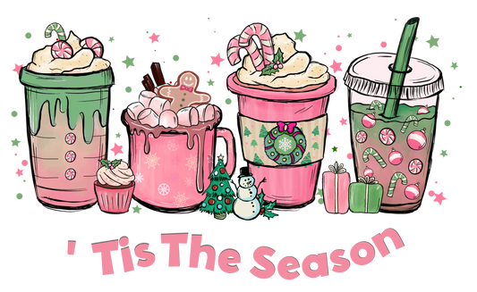 CH8 TIS THE SEASON PINK LATTES, DTF Transfer, Apparel & Accessories, Ace DTF