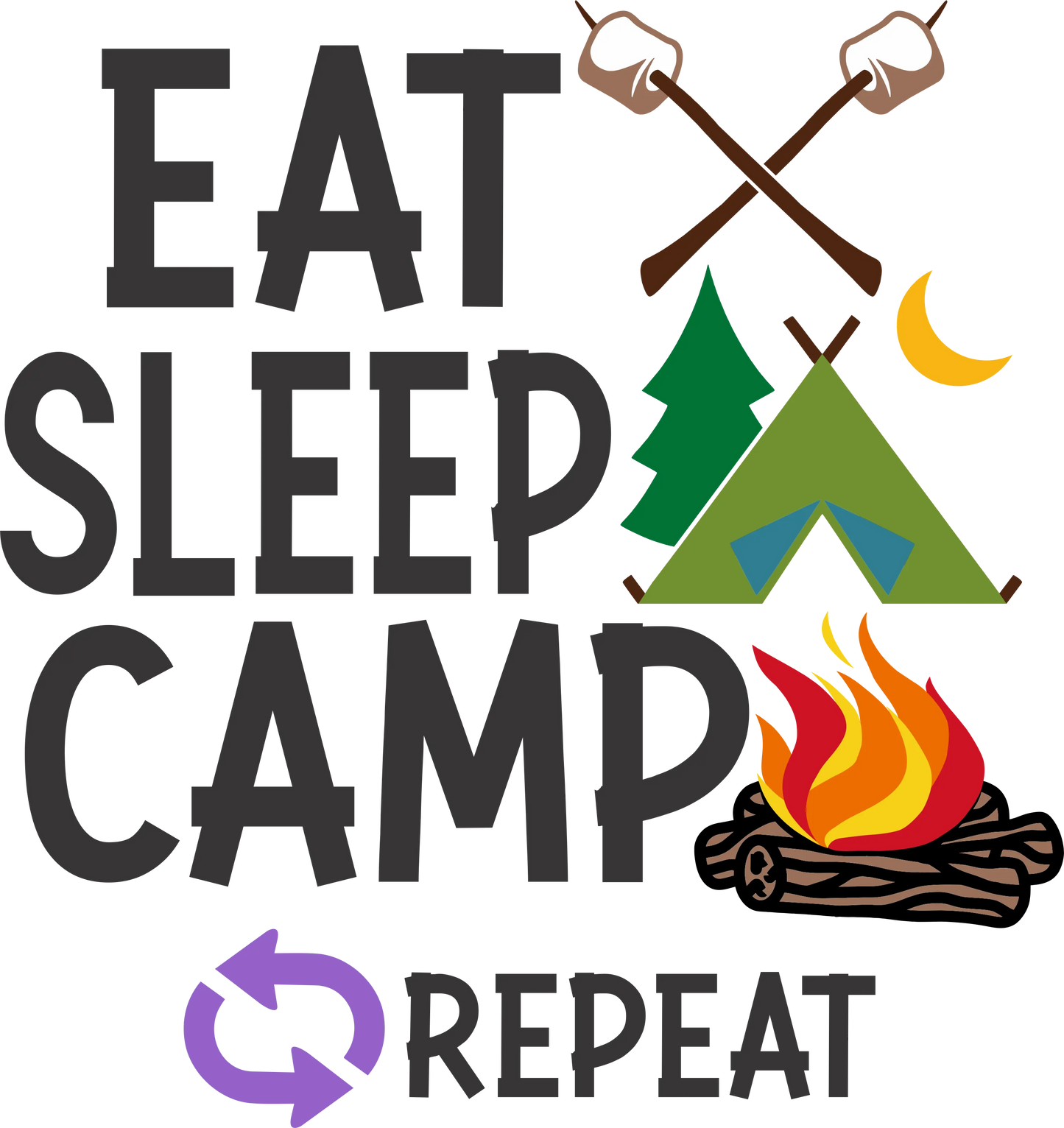 CO7 - Eat Sleep Camp Repeat, DTF Transfer, Apparel & Accessories, Ace DTF
