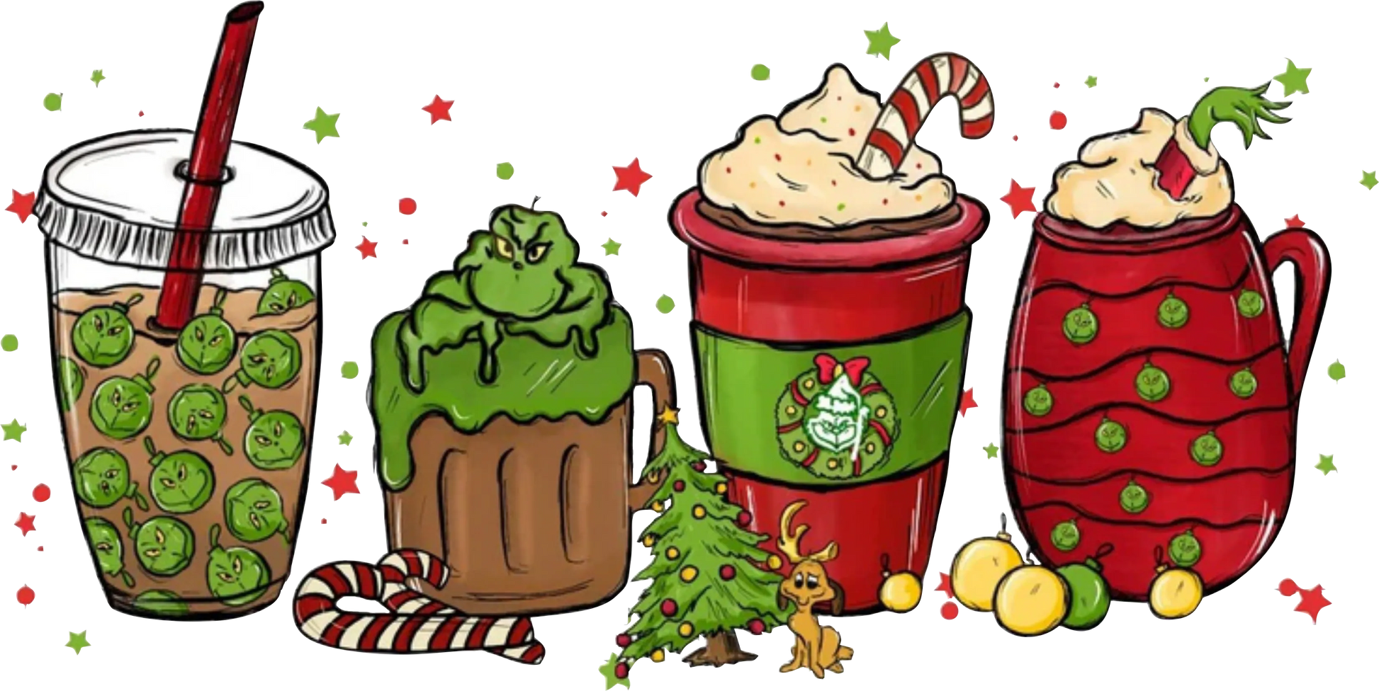 W22-12 -Grinch Drinks 2, DTF Transfer, Apparel & Accessories, Ace DTF