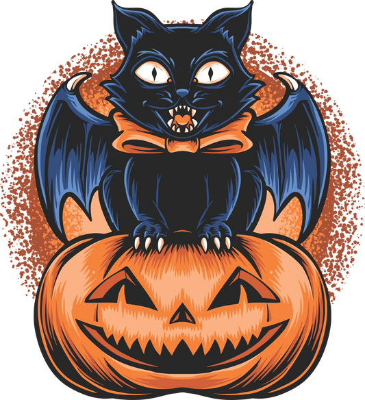 HW3 - Vampire Cat on Pumpkin, DTF Transfer, Apparel & Accessories, Ace DTF