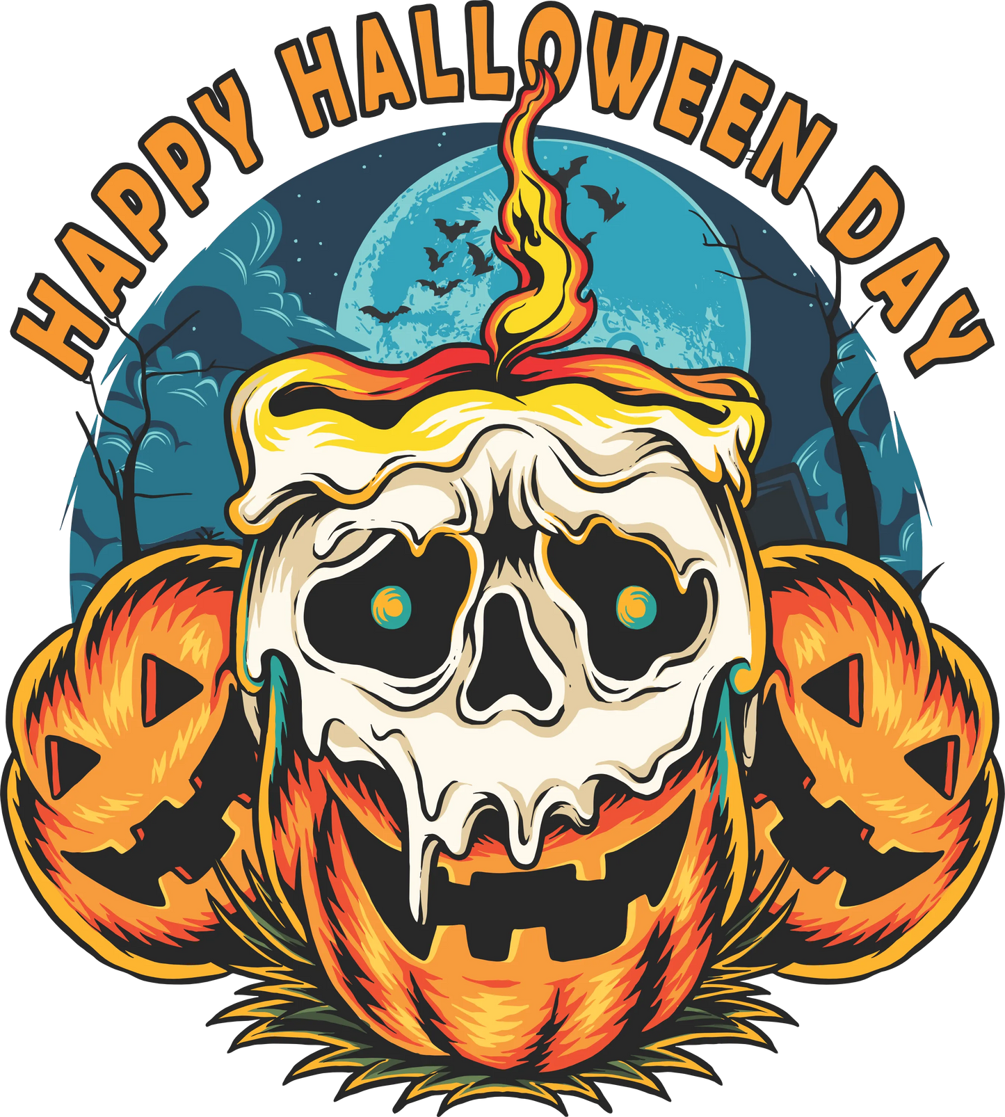 HW4 - Happy Halloween Skill/Pumpkin Candle, DTF Transfer, Apparel & Accessories, Ace DTF