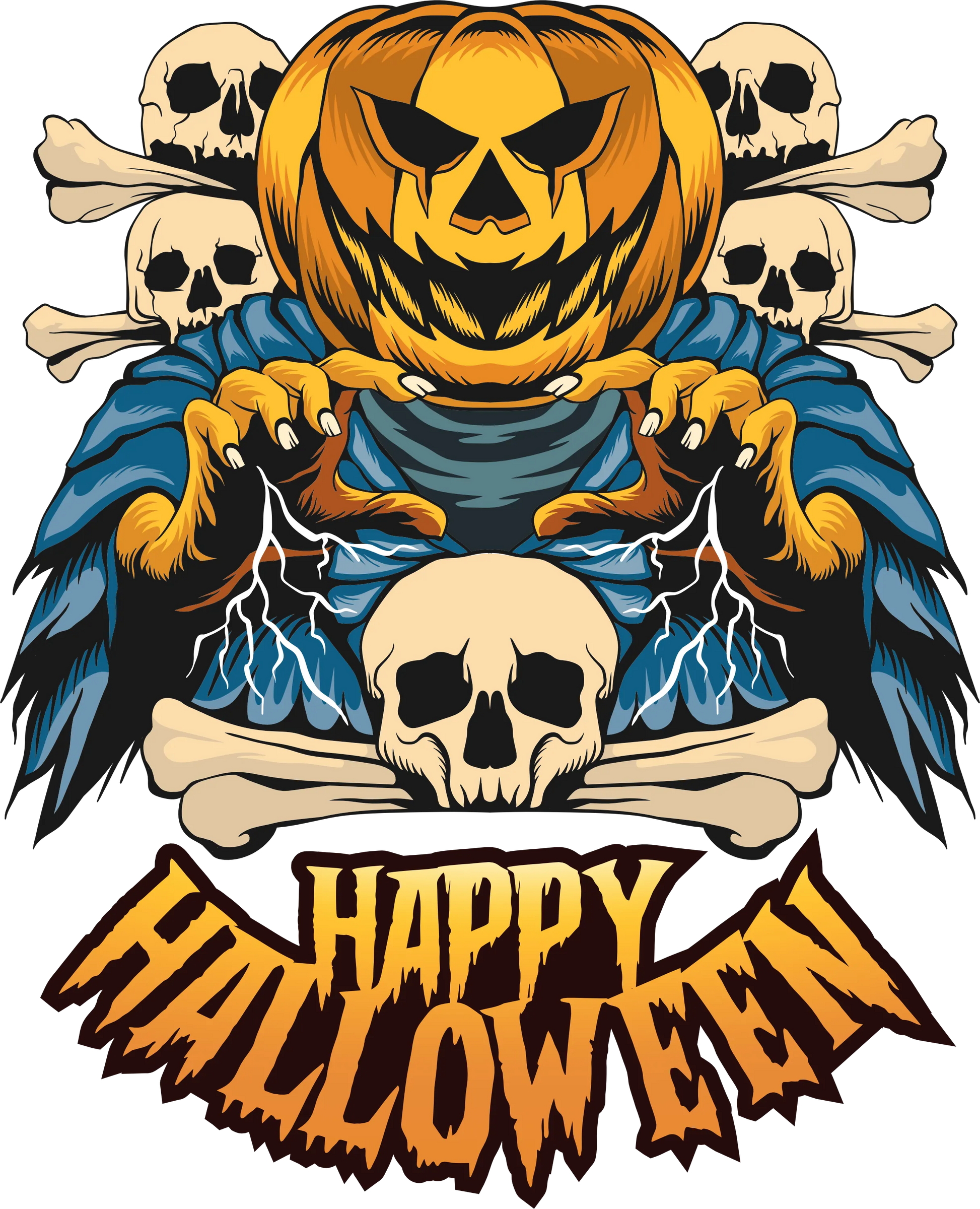 HW6 - Happy Halloween Pumpkin Monster, DTF Transfer, Apparel & Accessories, Ace DTF