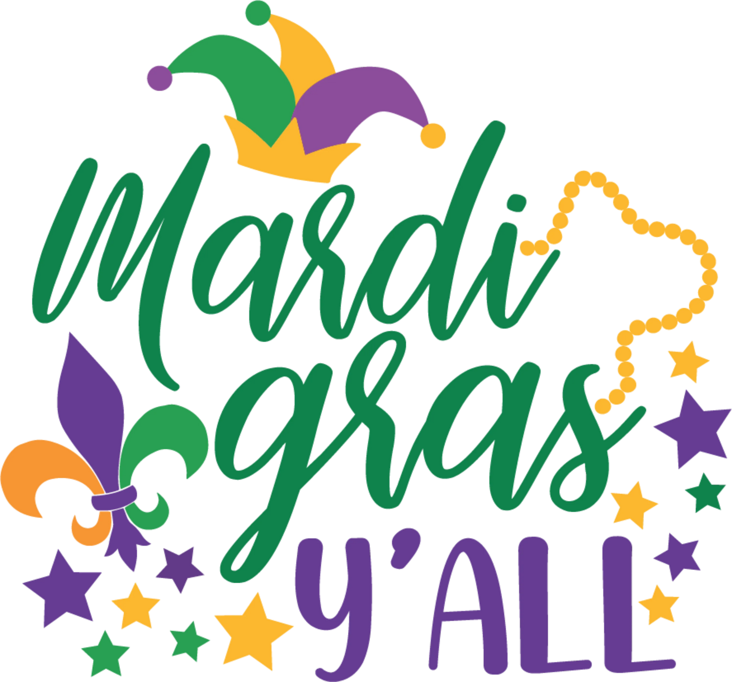 MG 6 - "Mardi Gras Y'all" DTF Transfer, DTF Transfer, Apparel & Accessories, Ace DTF