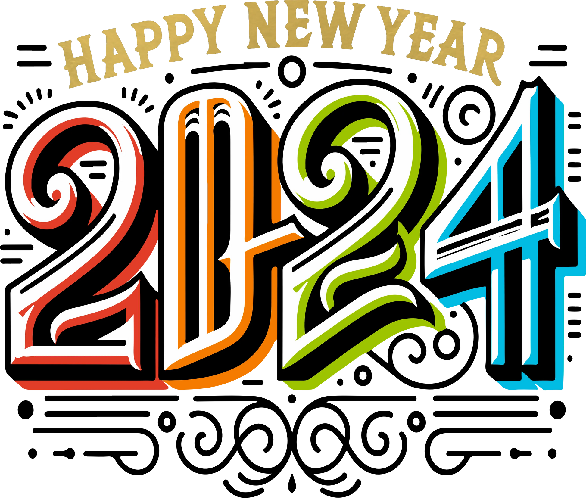NY24-9 HAPPY NEW YEAR 2024 WESTERN, DTF Transfer, Apparel & Accessories, Ace DTF