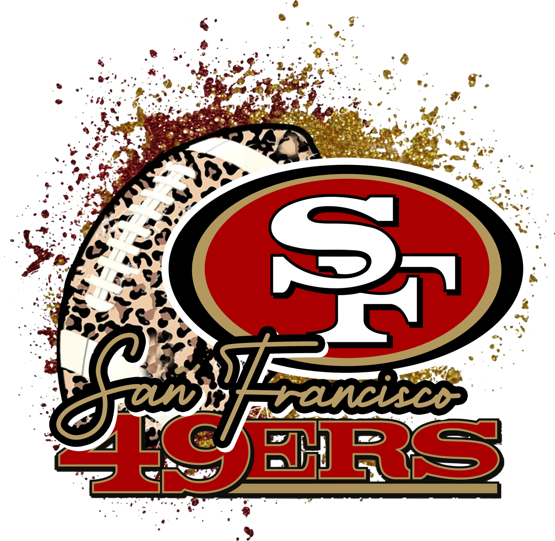 PO24-7  49ERS w/ Football, DTF Transfer, Apparel & Accessories, Ace DTF