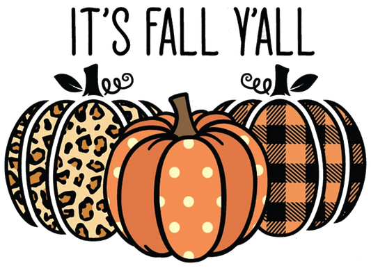 TA11 It's Fall Y'all 3 Pumpkins, DTF Transfer, Apparel & Accessories, Ace DTF