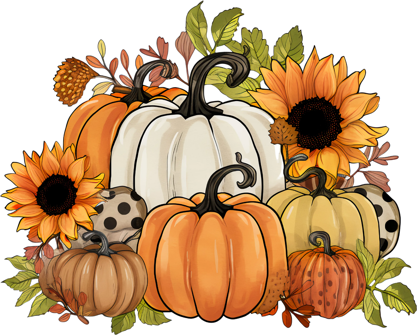 TA28 Pumpkins and Sunflowers, DTF Transfer, Apparel & Accessories, Ace DTF