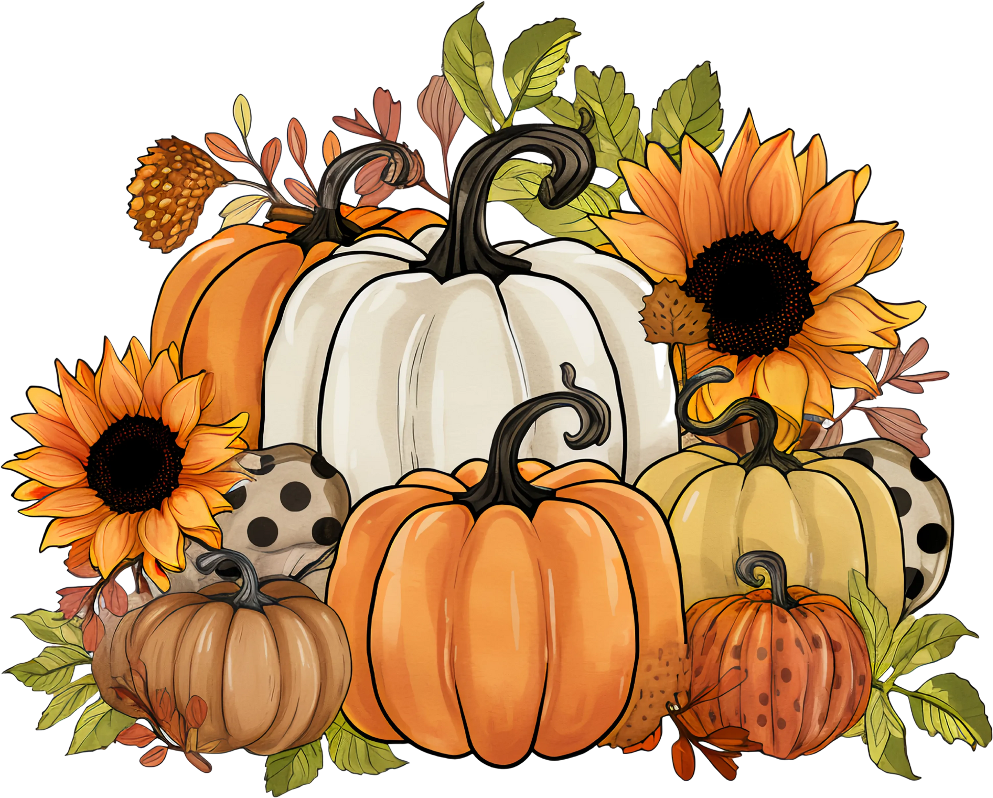 TA28 Pumpkins and Sunflowers, DTF Transfer, Apparel & Accessories, Ace DTF
