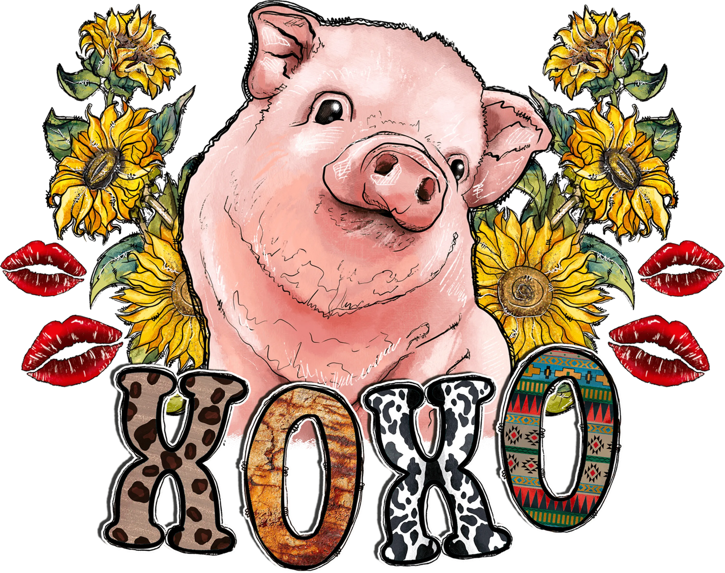 V28 - "Pig XOXO" DTF Transfer