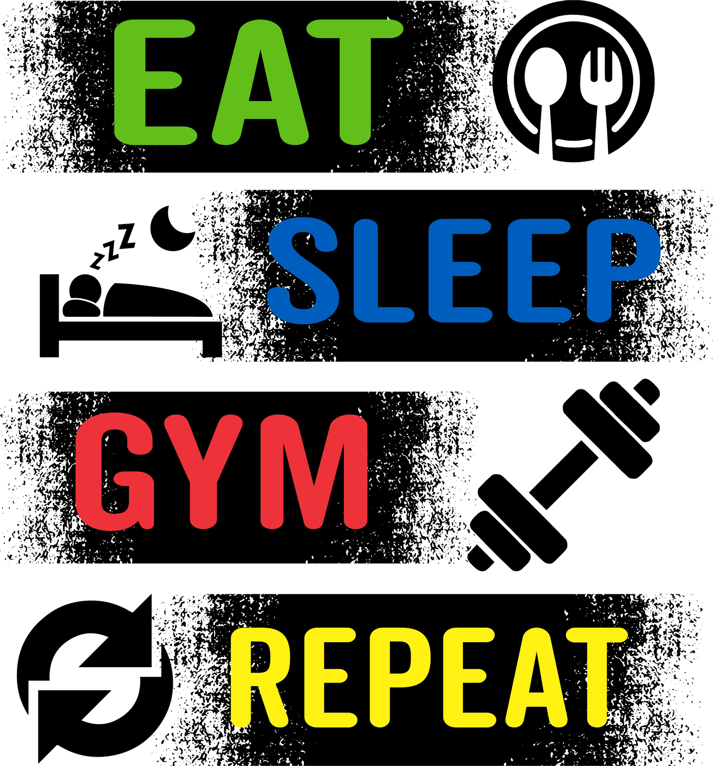 WO11 - Eat Sleep Gym Repeat, DTF Transfer, Apparel & Accessories, Ace DTF
